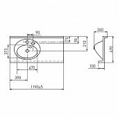 Раковина 119 см, левая Акватон Отель 120 1A70093NOT01L