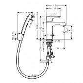 Смеситель для раковины с гигиенической лейкой (д.к РО) Hansgrohe Metris 31285000